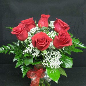 Vase de 6 roses rouges (FV-SV04)